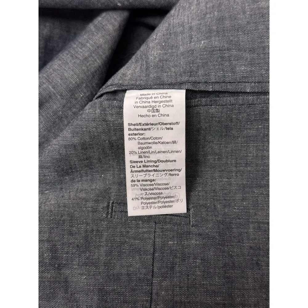 J Crew Ludlow Slim Blazer 38 R Mens Somelos Blue Cotton Linen Chambray Jacket